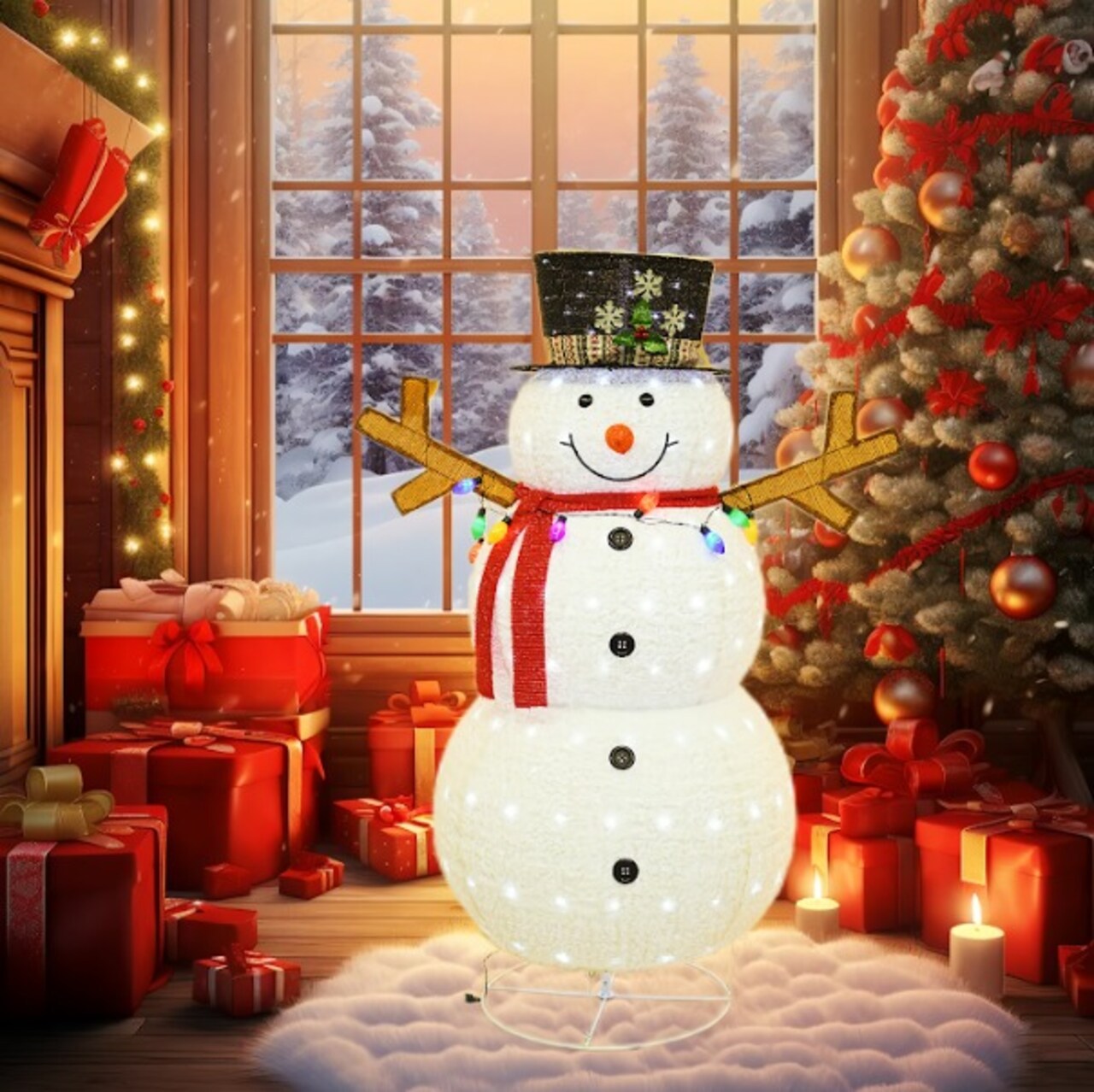 Christmas LED Snowman Decoration, 200 LED Lights, Weatherproof & Durable Design